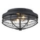 preview thumbnail 1 of 2, Golden Lighting Seaport 2 Light 12" Wide Outdoor Flush Mount Bowl Natural Black / Seedy