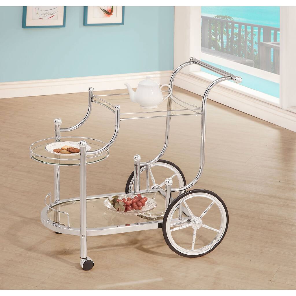 Reia Chrome 3-Tier Serving Cart with Casters