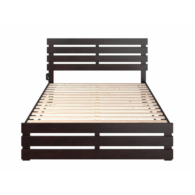 Victorian Bed with Footboard - Espresso Finish - Solid Wood Platform Bed Frame - Modern Farmhouse Style