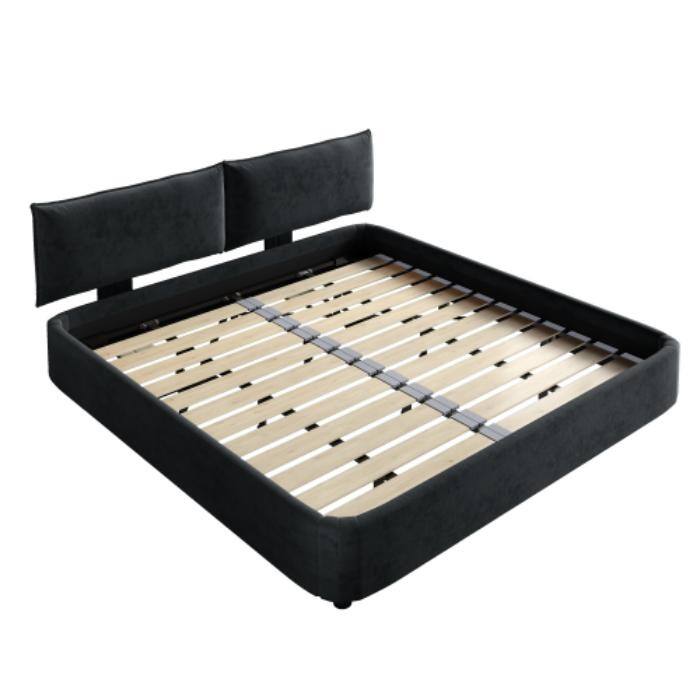 King Size Cloud Bed Frame with Movable Headboard, Chenille Upholstered & No Box Spring Needed