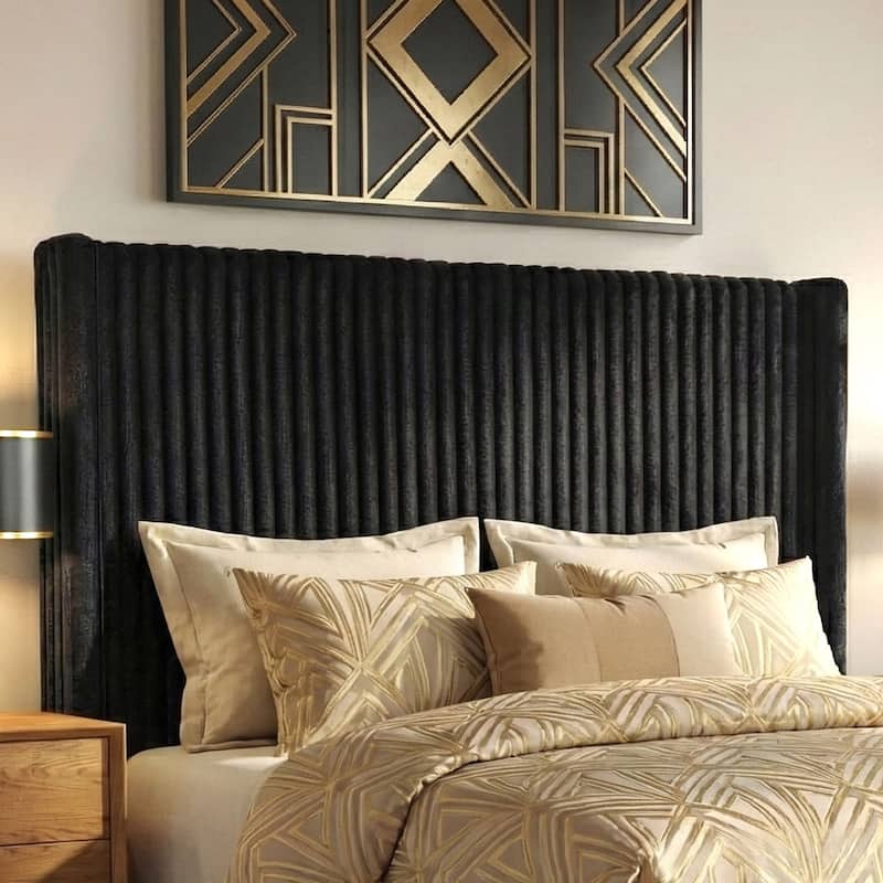 Furniture of America Draper Modern Chenille High Wingback Platform Bed