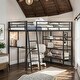 preview thumbnail 2 of 24, Full Size Loft Metal Bed with 3 Layers of Shelves and Desk, Black