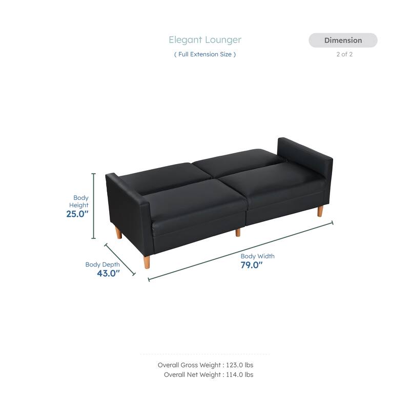 Fremont & Park Fitz 79" Faux Leather Elegant Lounger - Drop-down Back Mechanism