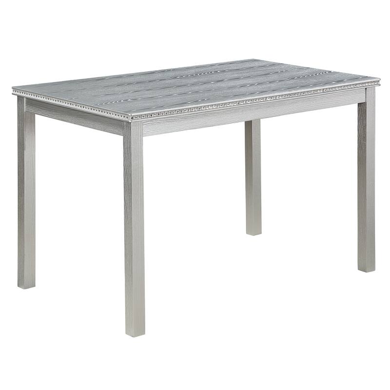 5 Piece Wooden Dining Table Set, Table Set with a Rectangular Table and 4 Upholstered Chairs, Table with Crystal Decoration