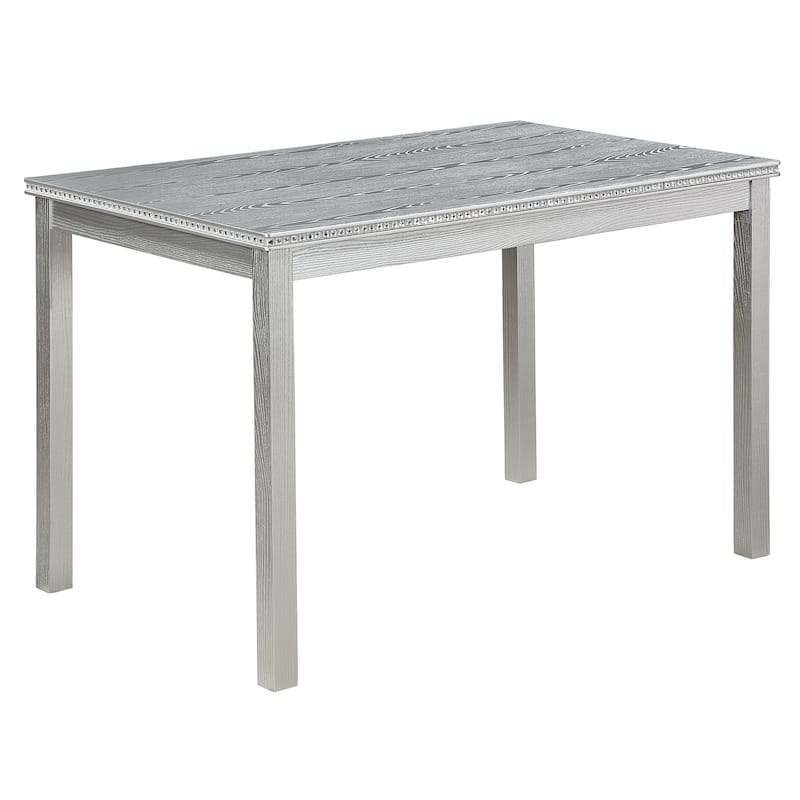 5 Piece Wooden Dining Table Set with a Rectangular Table and 4 Upholstered Chairs, with Crystal Decoration and Chairs Set