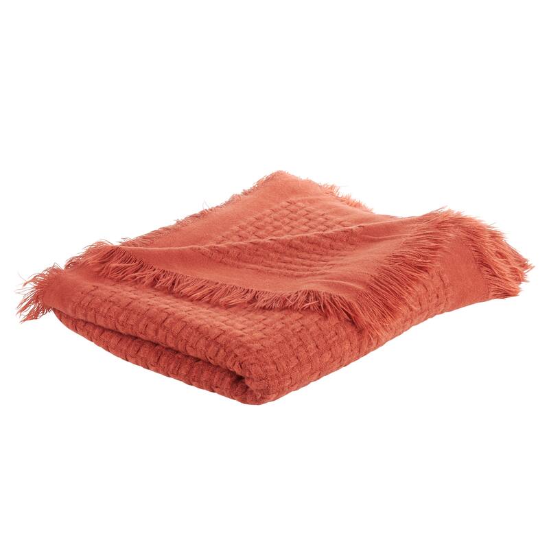 Waffle Weave Design Throw Blanket - 50"x60" - Rust