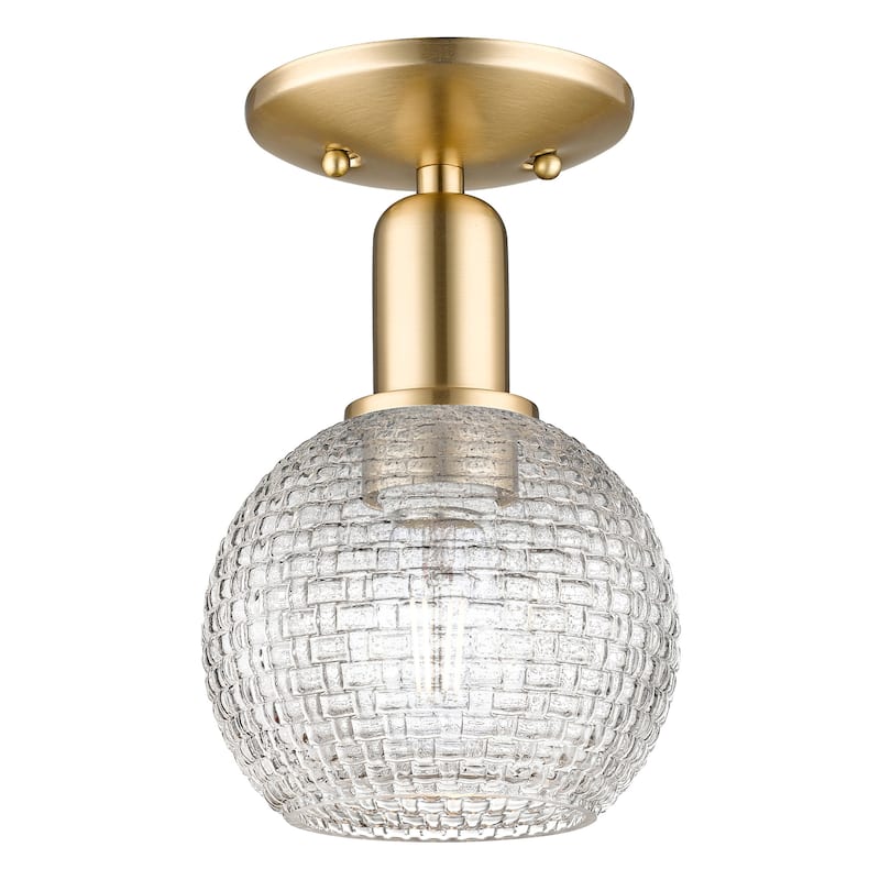 Innovations Lighting 716-1C-10-6 Athens Semi-Flush Athens 6" Wide - Champagne Bronze / Clear Basketweave