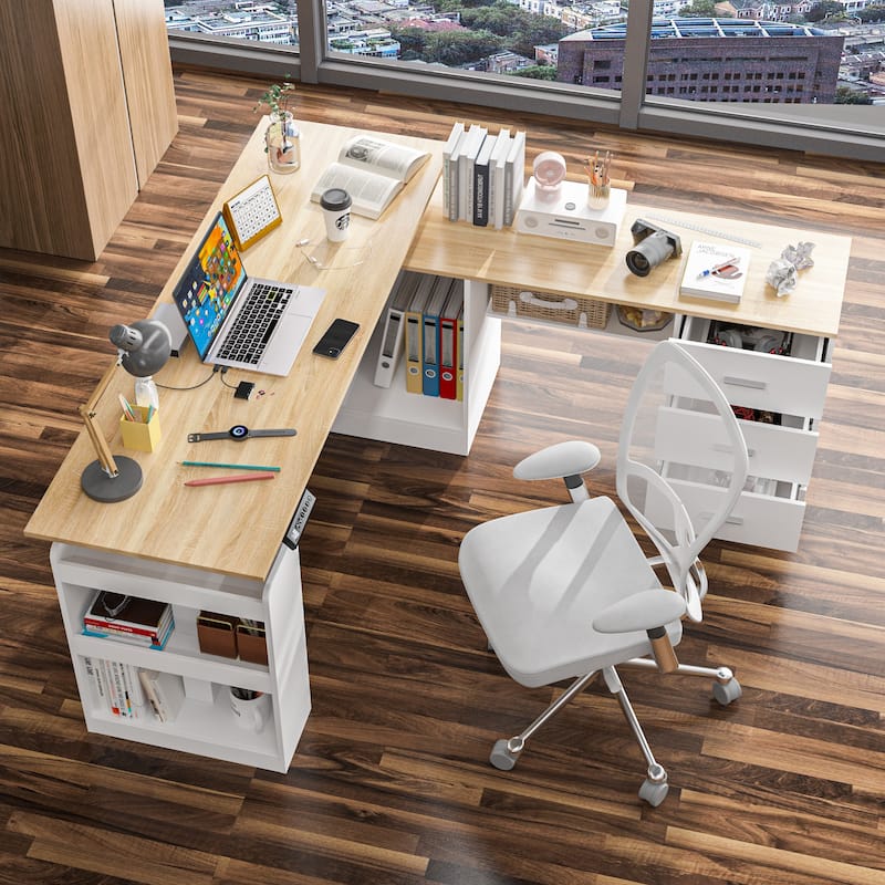 63" Adjustable Office Desk Ergonomic Design Ample Storage and Stand-Up