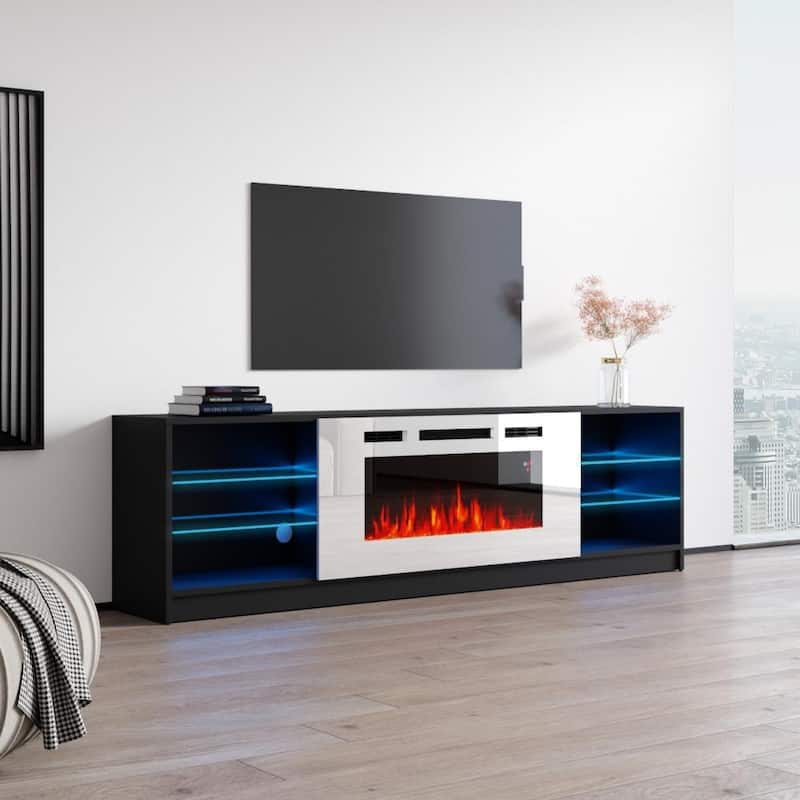 Boston WH01 79-inch Modern Electric Fireplace TV Stand