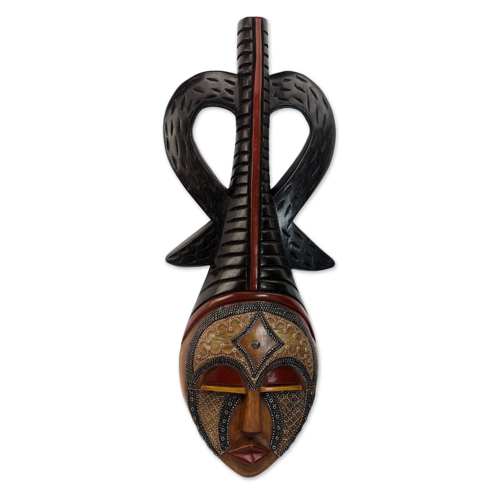 Handmade African Queen African Wood Mask (Ghana)