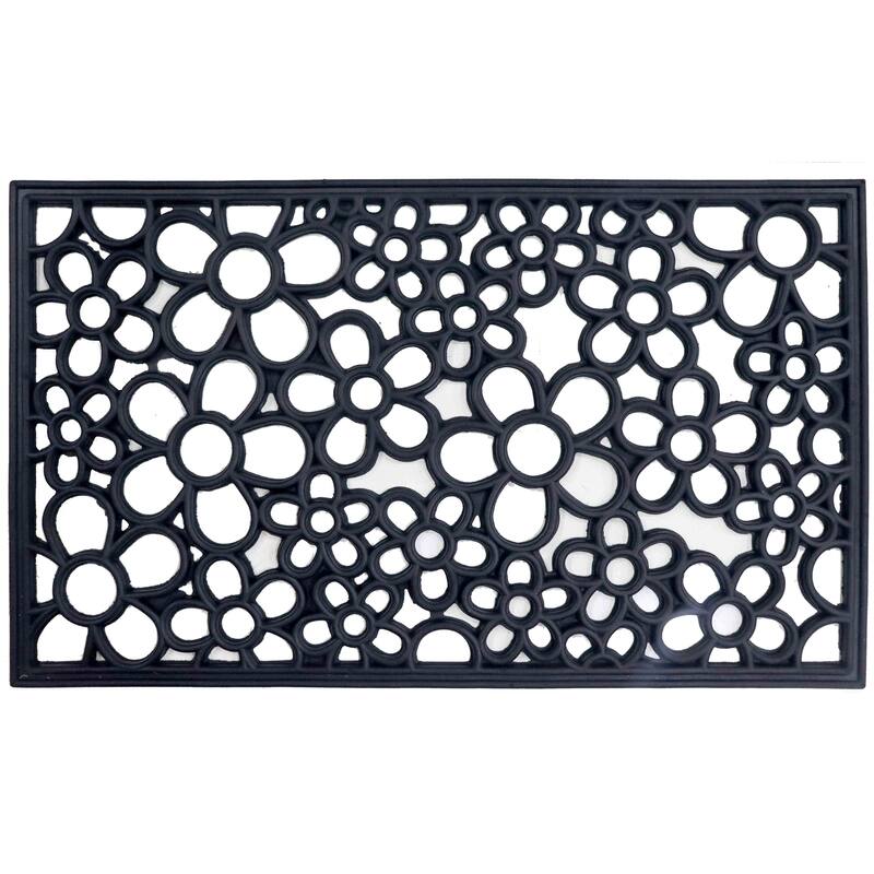 Gardenised Heavy Duty Coco Coir Doormat Non Slip PVC Baking Embossed Welcome Design Natural Coconut Fiber Floor Mat 18x30" - Rubber Classic Pattern