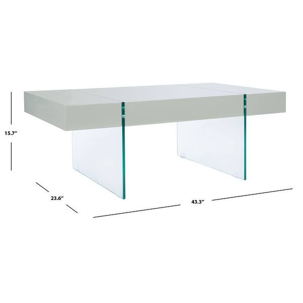 dimension image slide 4 of 5, SAFAVIEH Jacob Glass Leg Rectangular Coffee Table - 43.3" W x 23.6" L x 15.7" H