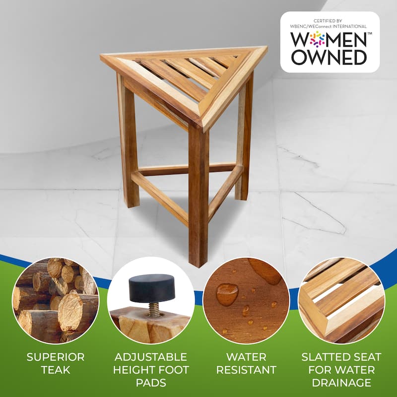 Corner EcoDecors EarthyTeak FlexiCorner Triangular Teak Modular Stool in EarthyTeak Finish