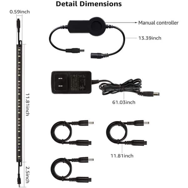 LED Light Bar Dimmable, Smart Under Cabinet Light for Cabinet Closet 5000K Daylight