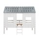 preview thumbnail 4 of 12, Wood Twin Size Low Loft House Bed with Roof, Ladder Solid Wood Playhouse Loft Bed, Wooden Support Bed Frame No Box Spring Needed