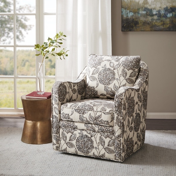 Madison Park Betty Slub Weave Wide Seat Swivel Arm Chair