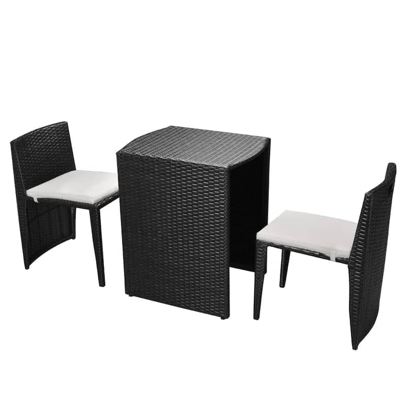 vidaXL Patio Bistro Set Outdoor Furniture Set Table and Chairs Poly Rattan - 23.6" x 18.9" x 27.6"