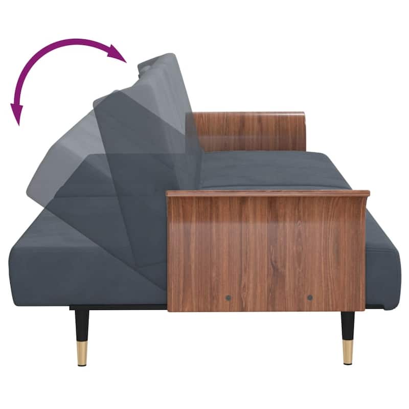 vidaXL Sofa Bed Convertible Sofa Bed with Cup Holders for Living Room Velvet - 88.2" x 35" x 27.6"
