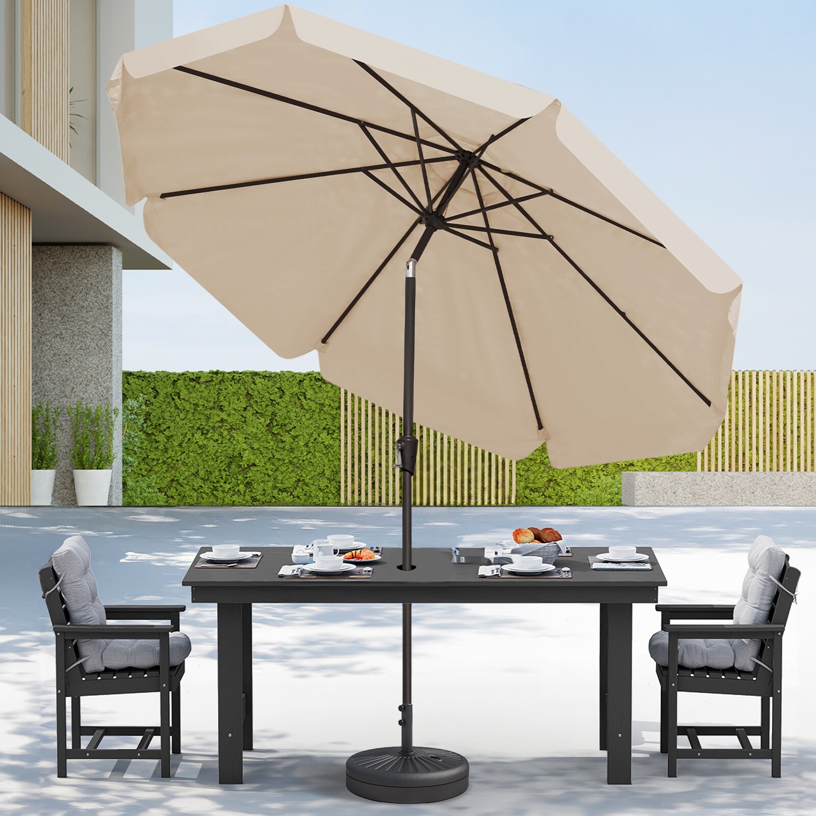 boho outdoor patio umbrella Ainfox 7.5ft with Fringe Navy Blue CBC Backpack turn your outdoor dining colour:black-titan 12 ft. x 9