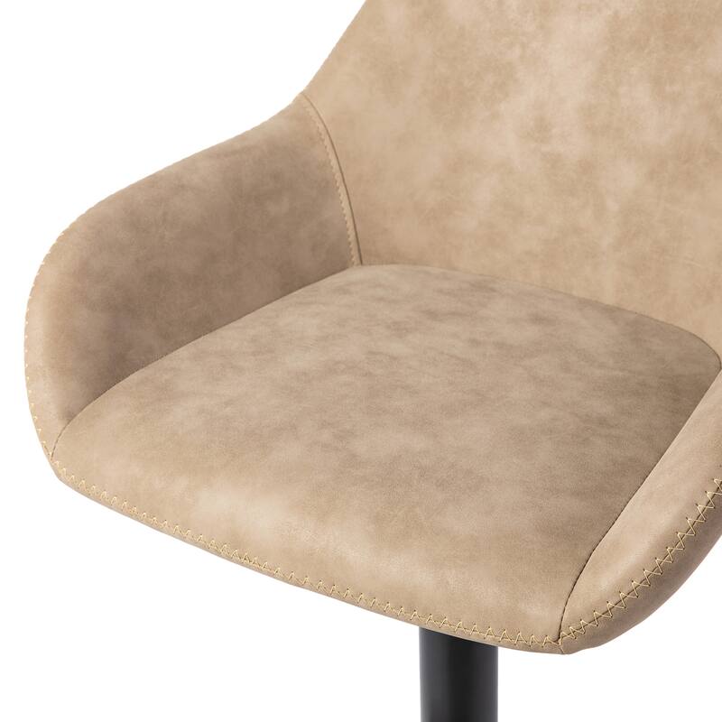 Glitzhome Mid-Century Height Adjustable Faux Leather Swivel Counter Bar Stools