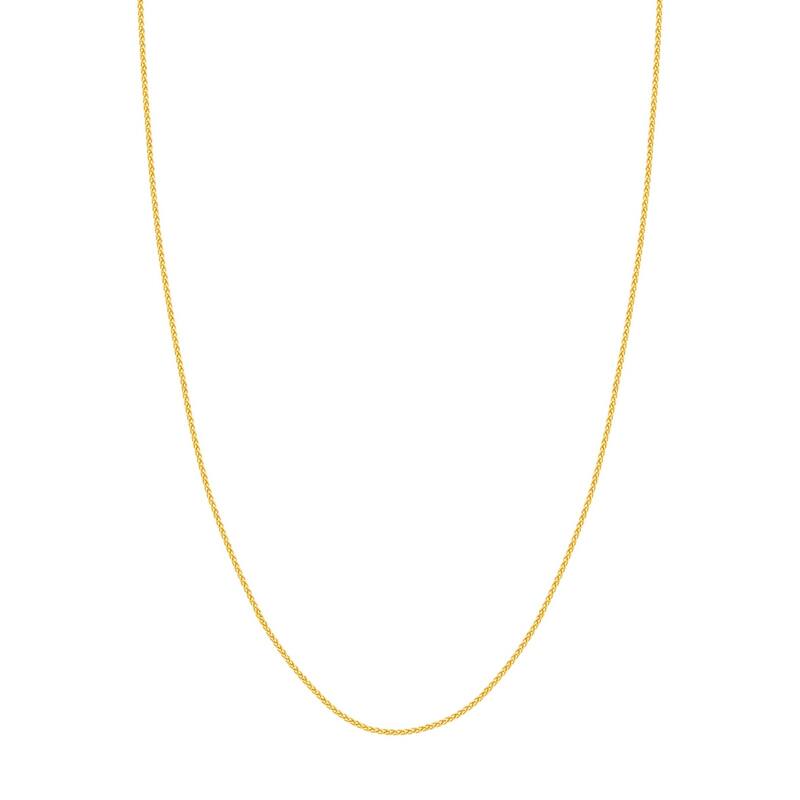 Curata 10k Yellow Gold 1.65mm Round Wheat Chain Necklace (Lobster)