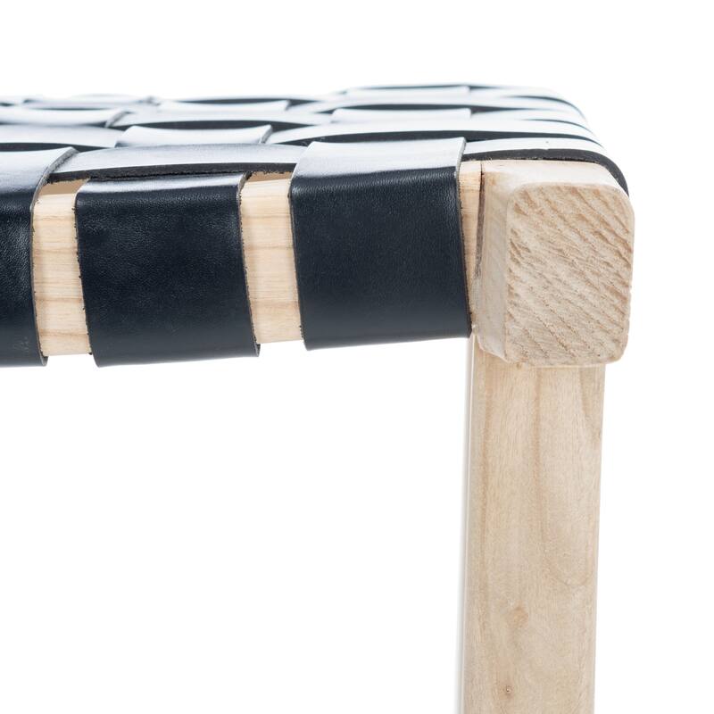 SAFAVIEH Remzija 30-inch Woven Leather Rectangle Bar Stool - 20" W x 19" D x 30" H