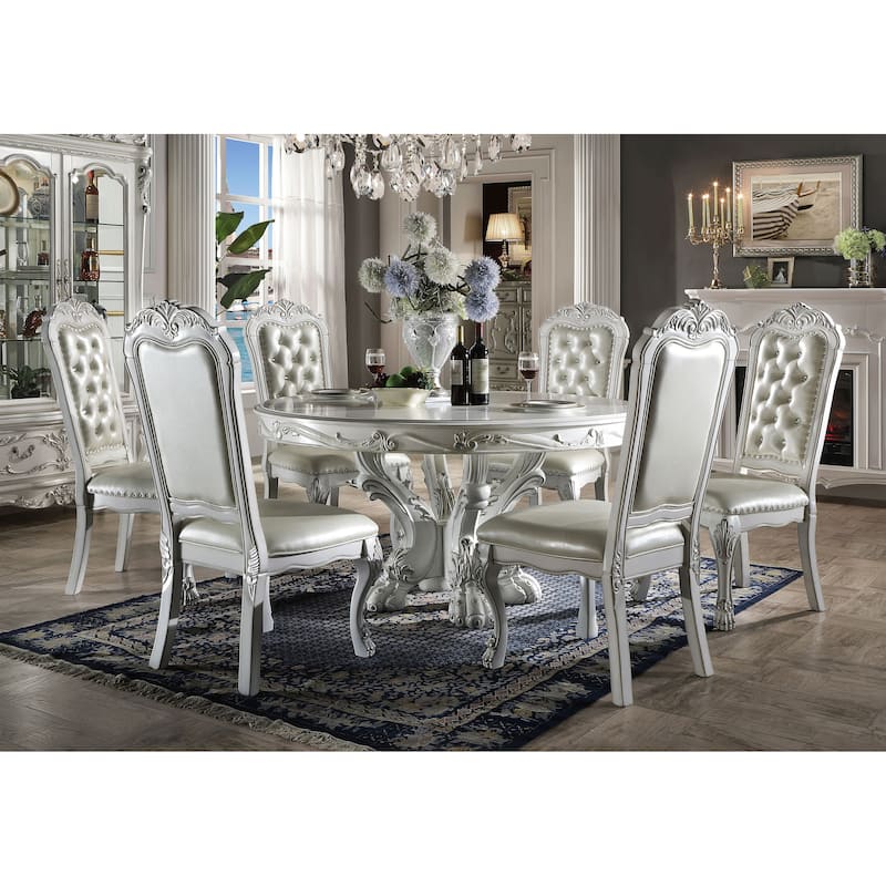 Adison Bone White Dining Table with Pedestal Base
