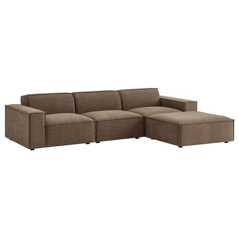 Restore 4-Piece Performance Fabric Upholstered Modular Sofa Set with Ottoman