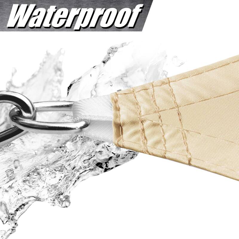 ColourTreeUSA Waterproof Triangle Sun Shade Sail 220 GSM HDPE with Winch Hardware Installation Kit