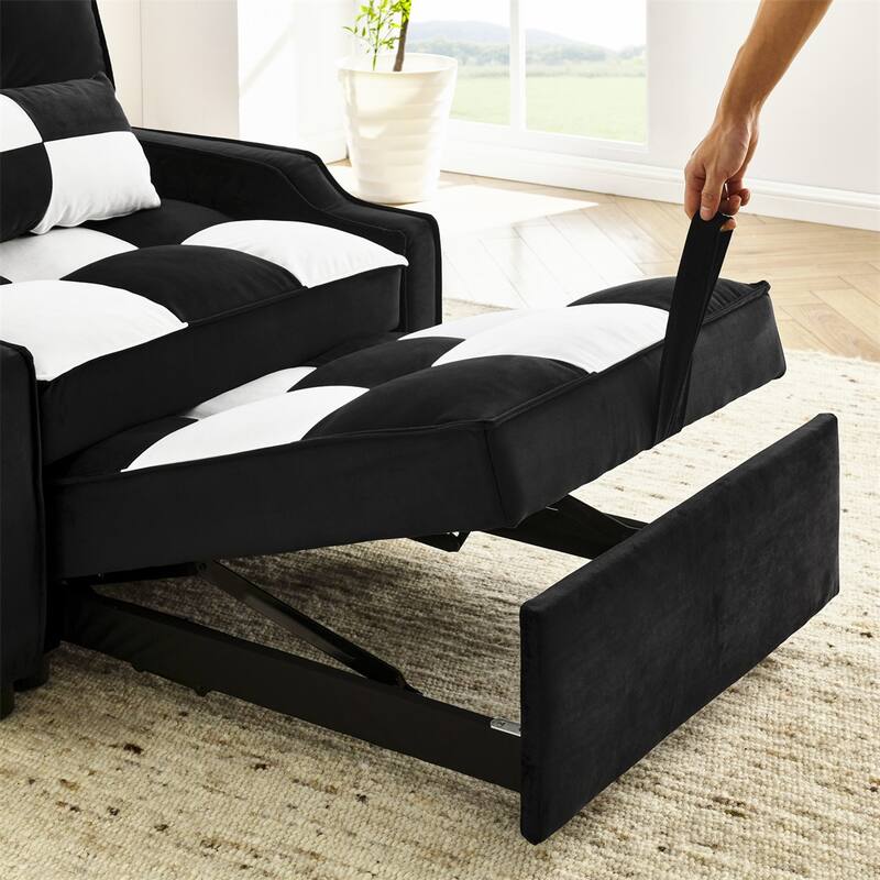 3 in 1 Pull Out Living Room Velvet Single Armchair Sofa Couch Bed