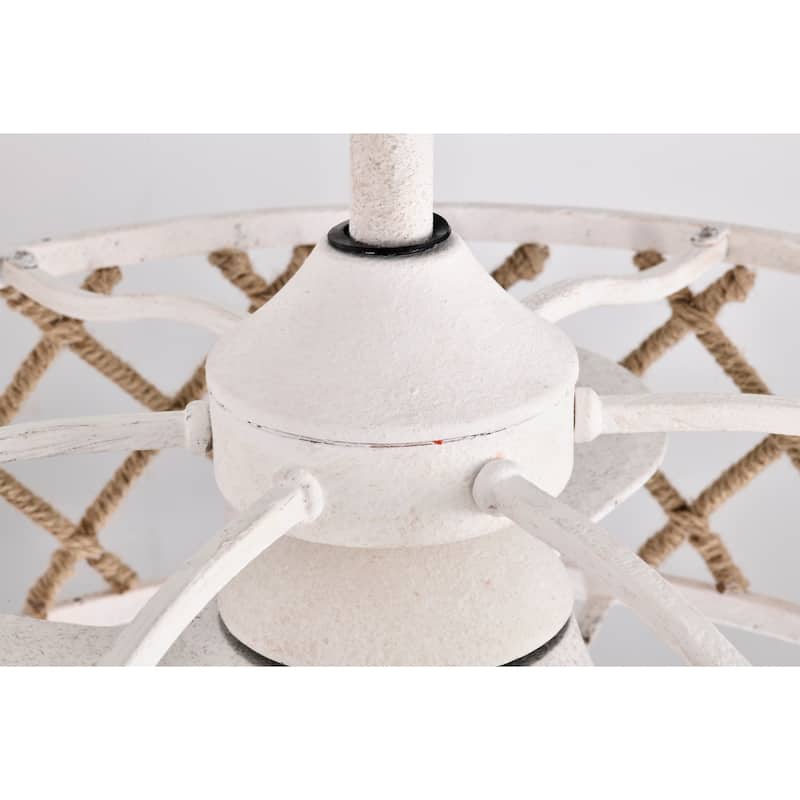 Shaunda 25 Inch Scandinavian Rope Details Fandlier 6 Light with Remote