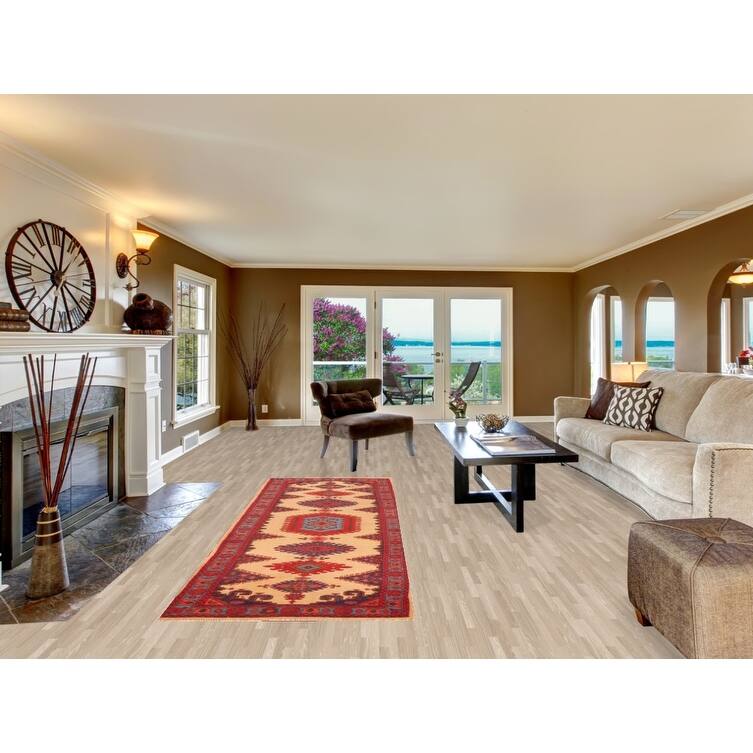 Hand Knotted Oriental 100% Wool Carpet Traditional Geometric Beige & Ivories Sarab Runner Rug - 9' 9'' X 3' 4''