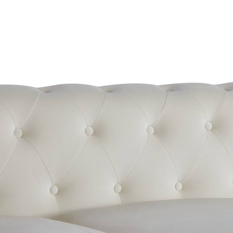 Chesterfield 74.5" Button Tufted Upholstered 3-seater Sofa with Nailheads and Pillows for Living Room