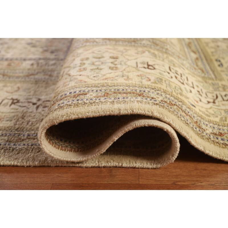 Hand Knotted Oriental 100% Wool Carpet Traditional All-Over Beige & Ivories Tabriz Area Rug - 18' 2'' X 13' 1''