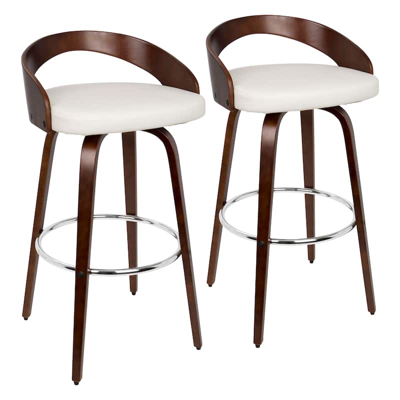 Carson Carrington Stavanger 30" Fixed-Height Bar Stool with Bent Wood Legs & Round Footrest (Set of 2)