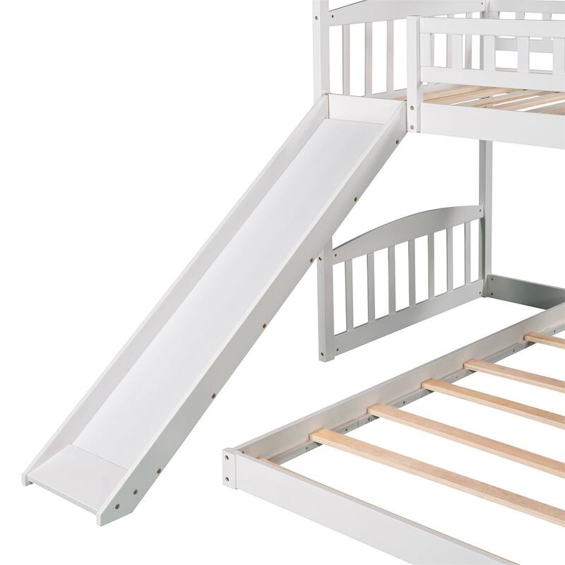 Merax House Bunk Bed with Slide, Twin Over Twin Bunk Bed with Slide