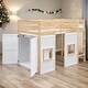 preview thumbnail 11 of 16, Wood Twin Size Loft Bed with Built-in Storage Wardrobe and 2 Windows - Perfect for Play and Sleep - Gray