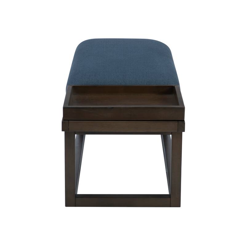 Aliza Upholstered Solid Wood Bench with Tray