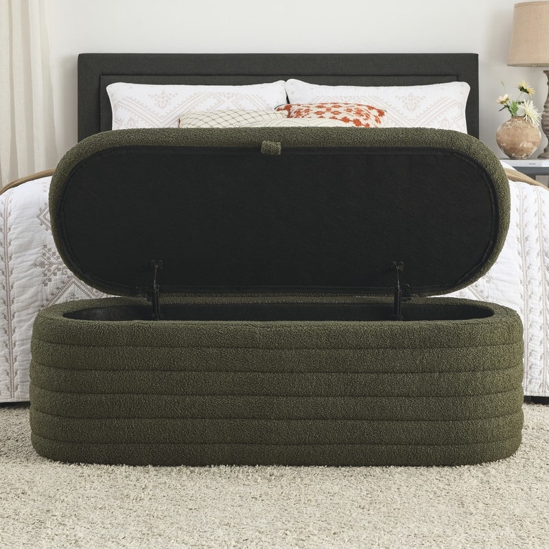 45.5 Inches Teddy Fabric Storage Bench for Bedroom Entryway Ottoman Bench Bed Bath & Beyond