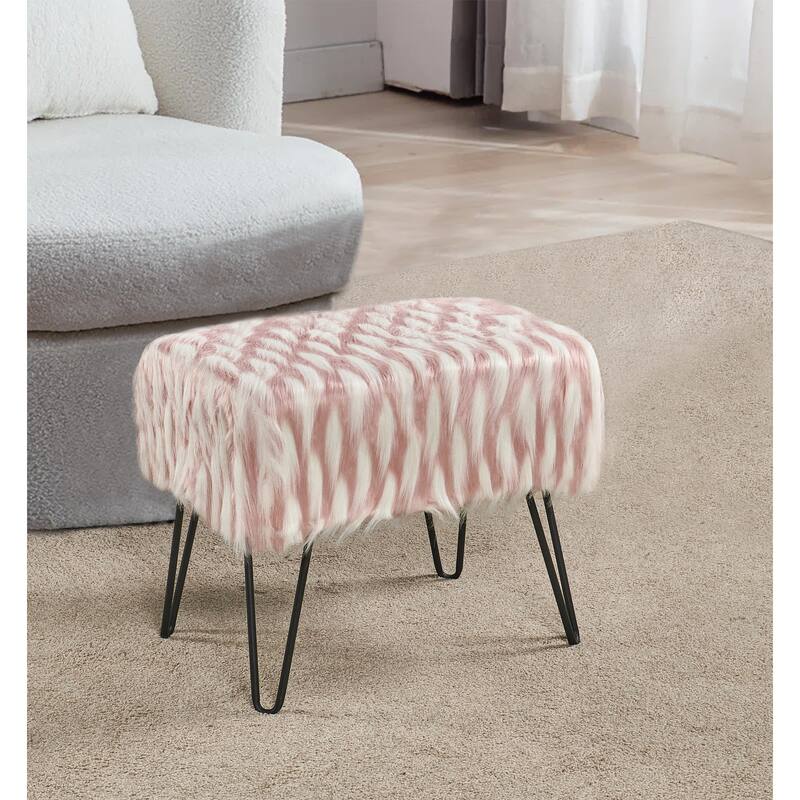 Feathery Fauxfur Ottoman