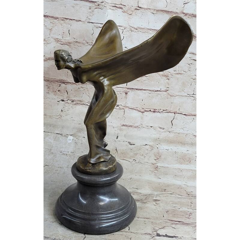 Spirit Of Ecstasy Rolls Royce Hood Ornament Bronze Statue Sculpture Figure 12 Inches X 8 Inches