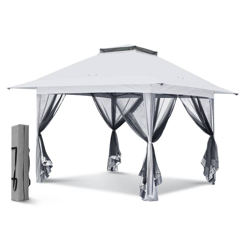 EAGLE PEAK 13x13 Pop Up Gazebo with Mosquito Netting, Easy Up Screened Canopy for Patio and Backyard, Easy Set-up Outdoor Gazebo