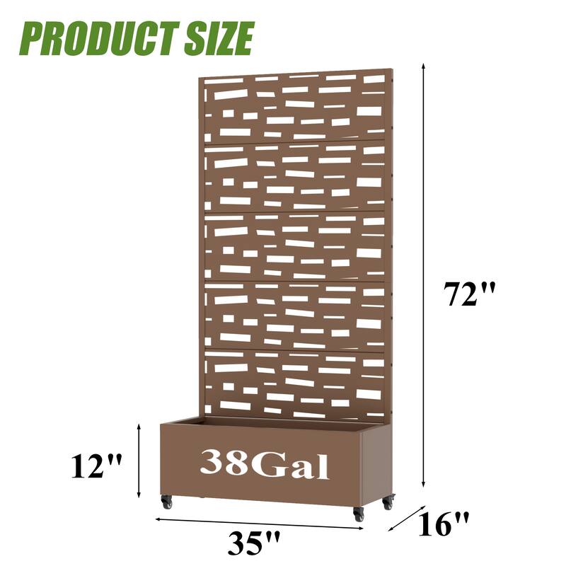 Raised Garden Bed Planter with Trellis Movable Planter Box with Lockable Wheels