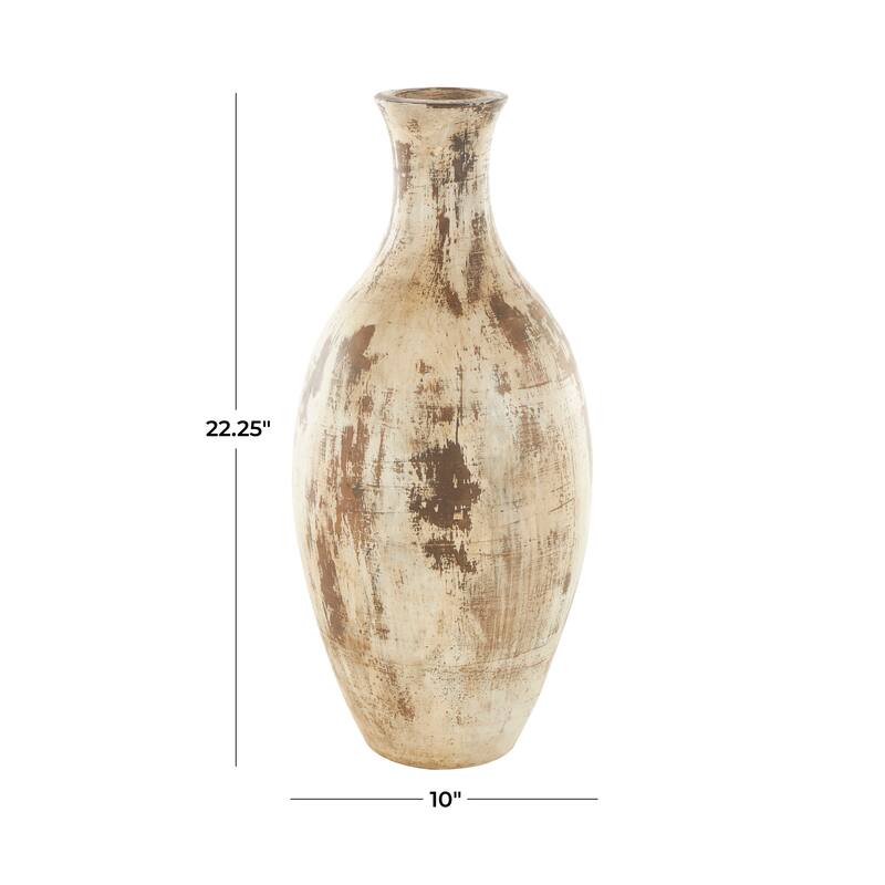 Brown Ceramic Antique Style Distressed Decorative Vase