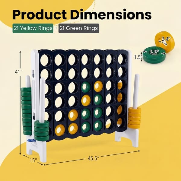 dimension image slide 1 of 4, Costway Jumbo 4-to-Score 4 in A Row Board Game Set Outdoor Indoor Kids