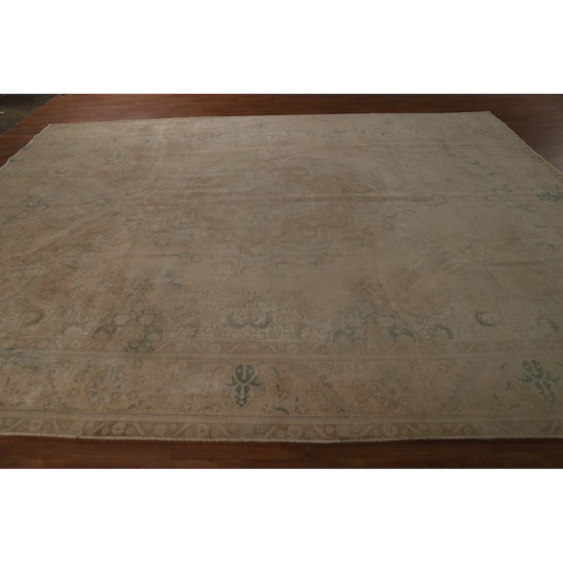 Traditional Tabriz Persian Vintage Area Rug Hand-Knotted Wool Carpet - 9'7" x 12'8"