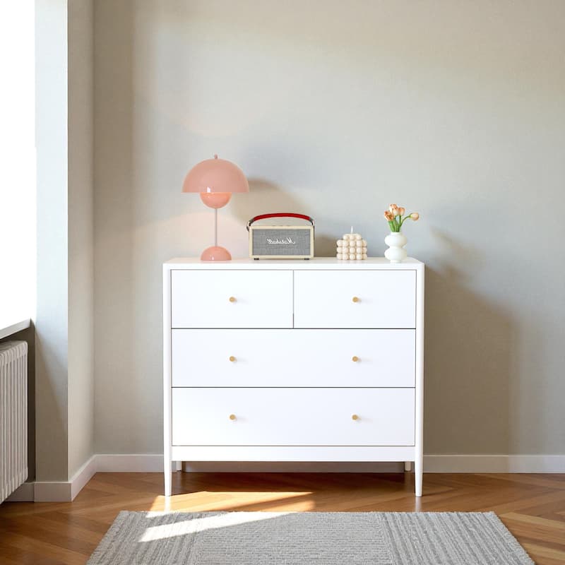 4-Drawer Kids Dresser Wooden Nursery Storage Cabinet Baby Bedroom Organizer Toddler Chest for Closet and Living Room