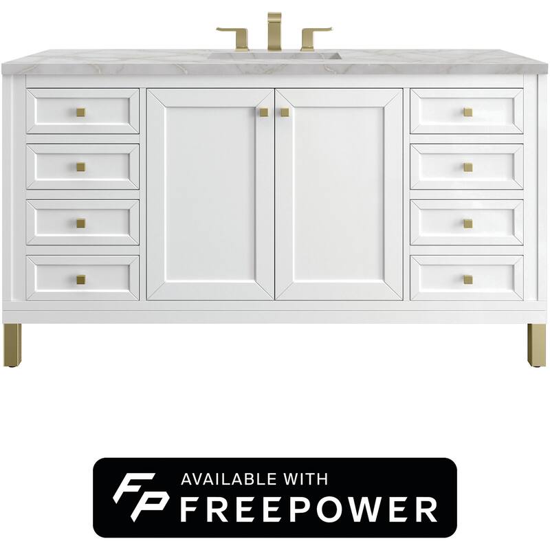 James Martin Vanities 503-V60S-FVSL Chicago 60" Free Standing Single - Glossy White