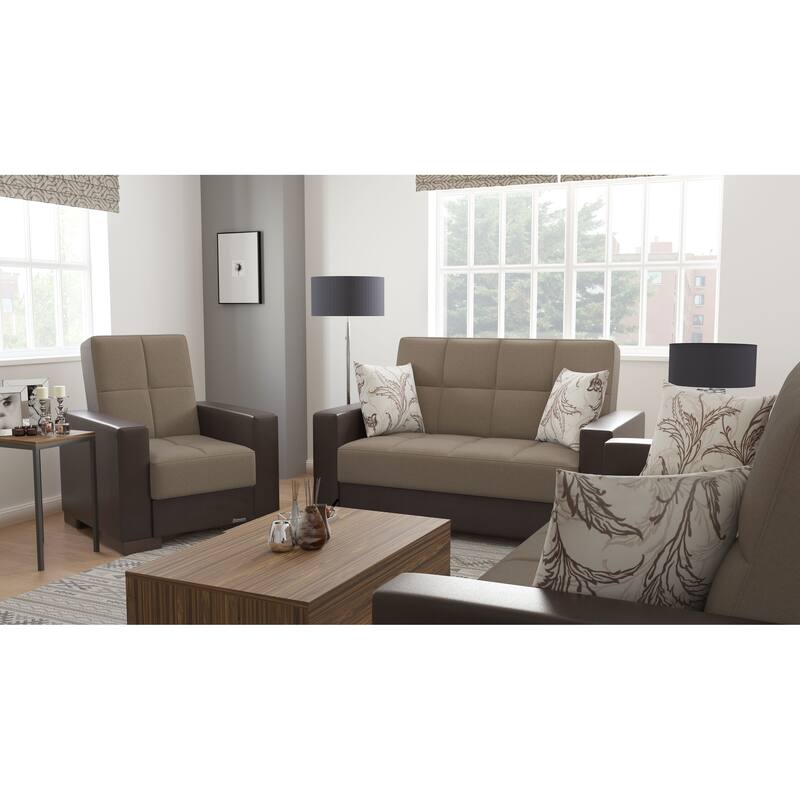 Collection Upholstered Convertible Loveseat With Storage