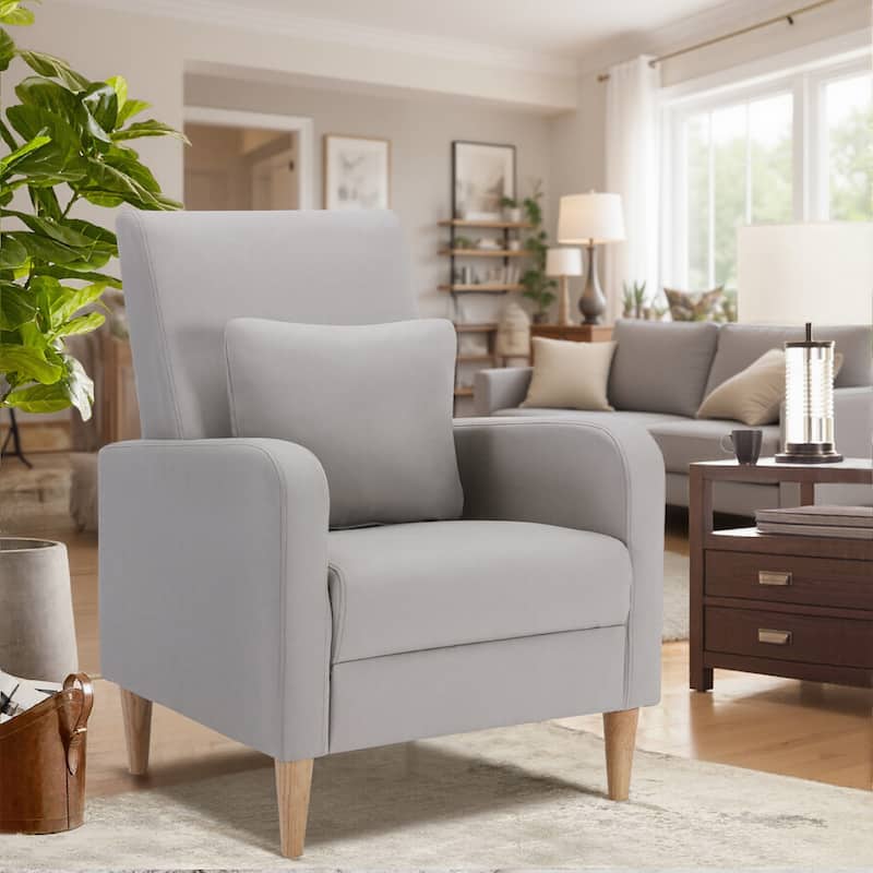 Fabric/Leather Modern Accent Chairs with Lounge Seat - set of 1 - Khaki-L